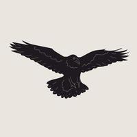 zwart raaf of kraai vogel. kant visie. tekenfilm stijl, vlak ontwerp. halloween, verschrikking concept. hand- getrokken modieus geïsoleerd vector illustratie. logo, afdrukken, ontwerp sjabloon