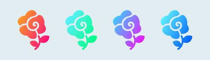 bloem solide icoon in helling kleuren. roos tekens vector illustratie.