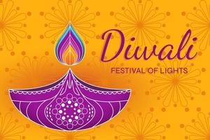 diwali vakantie spandoek. festival van licht. Purper en geel kleuren. gebruik voor kaart, folder, poster, banier, omslag. vector illustratie.