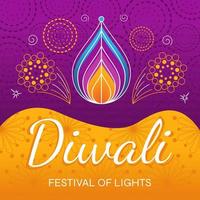 diwali vakantie spandoek. festival van licht. Purper en geel kleuren. gebruik voor kaart, folder, poster, banier, omslag. vector illustratie.