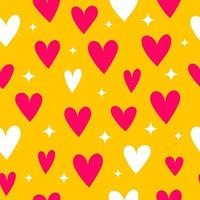 gemakkelijk naadloos patroon met harten. liefde, Valentijnsdag dag, vakantie decor en stoffen. vector illustratie van rood en wit harten Aan een geel achtergrond