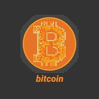 bitcoin icoon met digitaal punt vorm vector