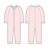 Onesie met een lang mouwen. zuigeling rompertje. licht roze kleur. baby lichaam slijtage bespotten omhoog. kinderen bodysuit. vector