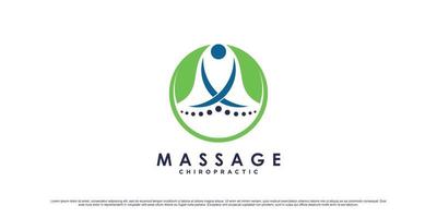 chiropractie massage logo ontwerp inspiratie met bot concept en creatief element premie vector