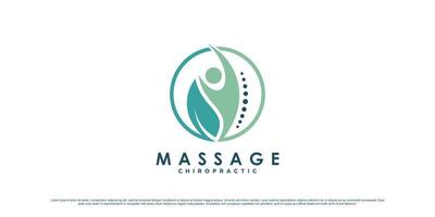 chiropractie massage logo ontwerp inspiratie met bot concept en creatief element premie vector