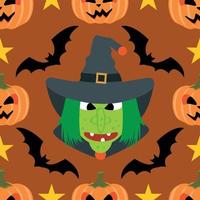 halloween achtergrond naadloos met heks vector