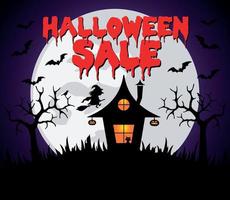 halloween uitverkoop achtergrond met heks huis vector