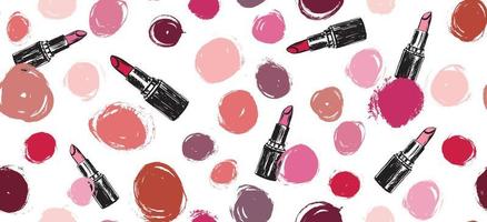 make-up set. lippenstift hand getekende illustratie. vector