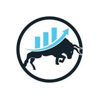 financieel stier logo ontwerp. handel stier grafiek, financiën logo. vector