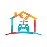 eco spel vector logo ontwerp. groen gamepad vers blad natuur logo ontwerp.