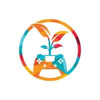 eco spel vector logo ontwerp. groen gamepad vers blad natuur logo ontwerp.