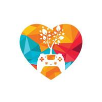 eco spel vector logo ontwerp. groen gamepad vers blad natuur logo ontwerp.