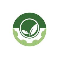 uitrusting blad vector logo ontwerp. abstract concept voor ecologie thema, groen eco energie, technologie en industrie.