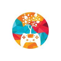 eco spel vector logo ontwerp. groen gamepad vers blad natuur logo ontwerp.