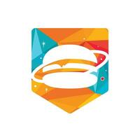 hamburger planeet vector logo ontwerp. voedsel cafe en restaurant logo concept.