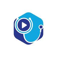 dokter Speel vector logo ontwerp sjabloon. stethoscoop en Speel knop icoon logo ontwerp.