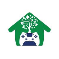 eco spel vector logo ontwerp. groen gamepad vers blad natuur logo ontwerp.