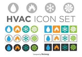 Set van HVAC-iconen, cirkel- en vierkante sjablonen vector