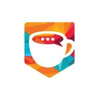 koffie praten vector logo ontwerp. koffie kop met bubbel babbelen icoon vector ontwerp.