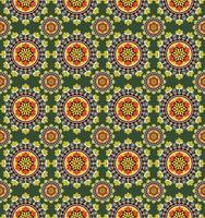 Afrikaanse etnisch cirkel bloem vorm naadloos patroon kleurrijk groen achtergrond. gebruik voor kleding stof, textiel, interieur decoratie elementen, bekleding, inpakken. vector