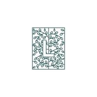 gemakkelijk brief l logo in bloemen ornament eerste ontwerp concept vector