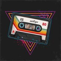 hand- getrokken retro wijnoogst muziek- cassette geïsoleerd geluidsbanden audio muziek- media en Vermelding vector