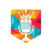 podcast koning vector logo ontwerp.