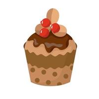 muffin met chocola, en bessen. vector clip art.