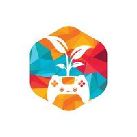 eco spel vector logo ontwerp. groen gamepad vers blad natuur logo ontwerp.