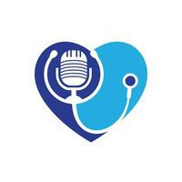 dokter podcast vector logo ontwerp. stethoscoop en microfoon illustratie symbool.