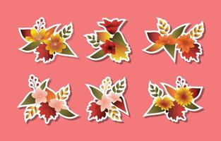 mooi gedaald bloem vallen herfst zomer sticker vector