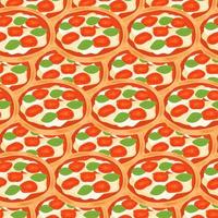 naadloos patroon met Italiaans traditioneel pizza met Mozzarella, tomaten, basilicum. vector