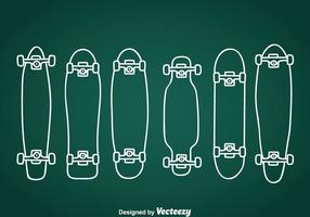 Longboard Handgetekende Pictogrammen vector