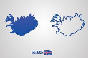 IJsland republiek kaart met vlag, vector illustratie.