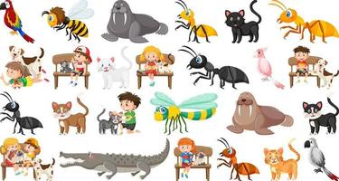 set van verschillende wilde dieren in cartoonstijl vector