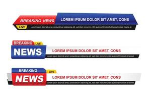 breaking news template set, verzameling van nieuws tv-programmatitel op witte achtergrond. breaking news tekst op een tag en badge. elegante en moderne stijl, vectorillustratie eps10. vector