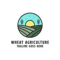 landbouw boerderij logo ontwerp insigne, lijn kunst oogst logo vector illustratie