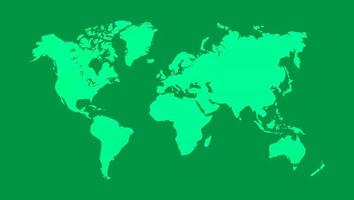 wereld kaart vector illustratie , geïsoleerd Aan groen achtergrond. vlak aarde. wereldbol of wereld kaart