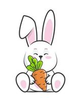 schattig konijn met wortel vector