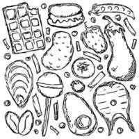 voedsel pictogrammen. vector voedsel achtergrond