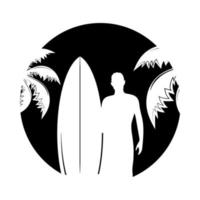 silhouet van surfer vector