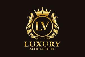 eerste lv brief Koninklijk luxe logo sjabloon in vector kunst voor luxueus branding projecten en andere vector illustratie.