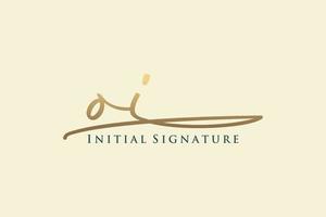 eerste oi brief handtekening logo sjabloon elegant ontwerp logo. hand- getrokken schoonschrift belettering vector illustratie.