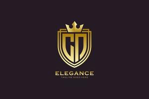 eerste cn elegant luxe monogram logo of insigne sjabloon met scrollt en Koninklijk kroon - perfect voor luxueus branding projecten vector