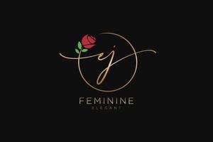 eerste ej vrouwelijk logo schoonheid monogram en elegant logo ontwerp, handschrift logo van eerste handtekening, bruiloft, mode, bloemen en botanisch met creatief sjabloon. vector