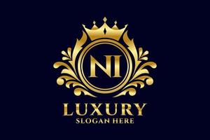 eerste ni brief Koninklijk luxe logo sjabloon in vector kunst voor luxueus branding projecten en andere vector illustratie.