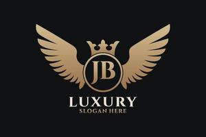 luxe Koninklijk vleugel brief jb kam goud kleur logo vector, zege logo, kam logo, vleugel logo, vector logo sjabloon.