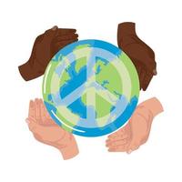verschillend handen en vrede wereld vector