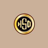 creatief hso brief logo ontwerp met gouden cirkel vector