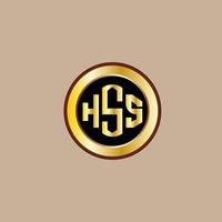 creatief hss brief logo ontwerp met gouden cirkel vector